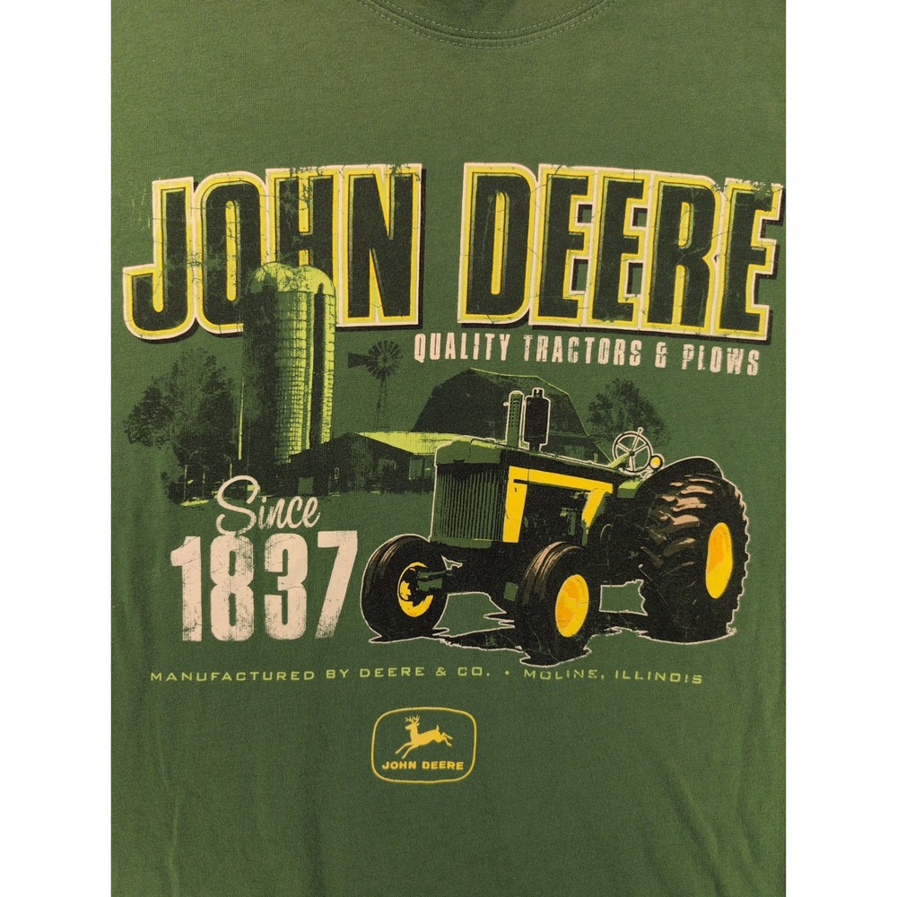 John Deere Mens Green Graphic T-Shirt Vintage Tractor Since 1837 Size Large - Picture 4 of 8